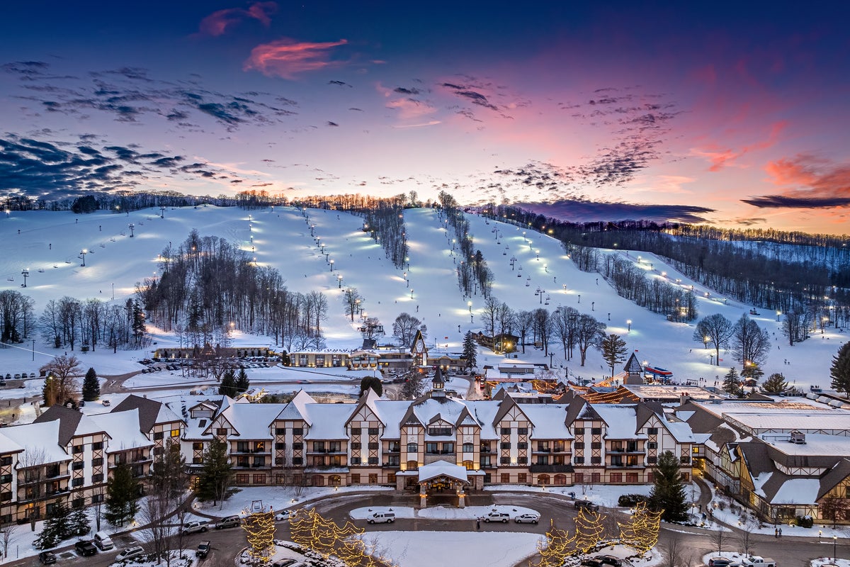 Aerial of Grand Mountain Lodge at Boyne Mountain.