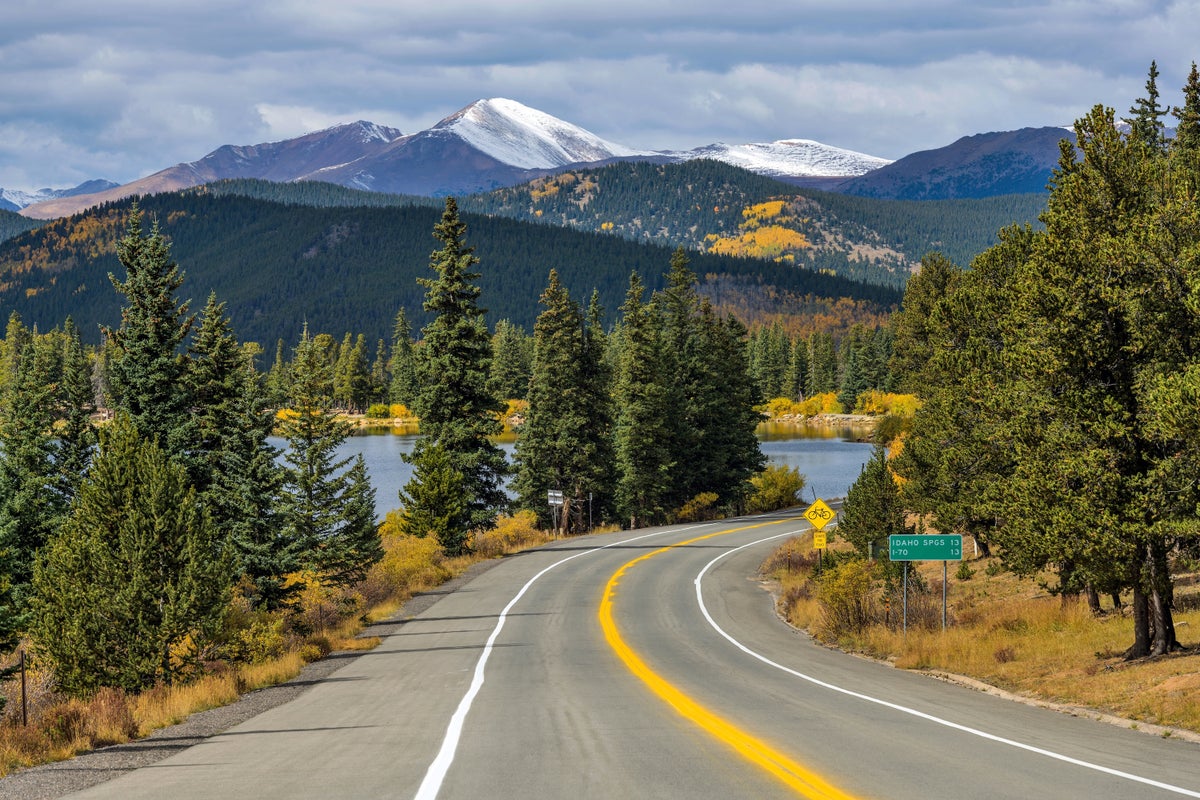 Cloudy fall day along the Mount Blue Sky Scenic Byway in Colorado