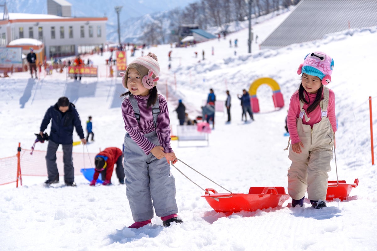 Gala Yuzawa kids Japan ski park sleds.