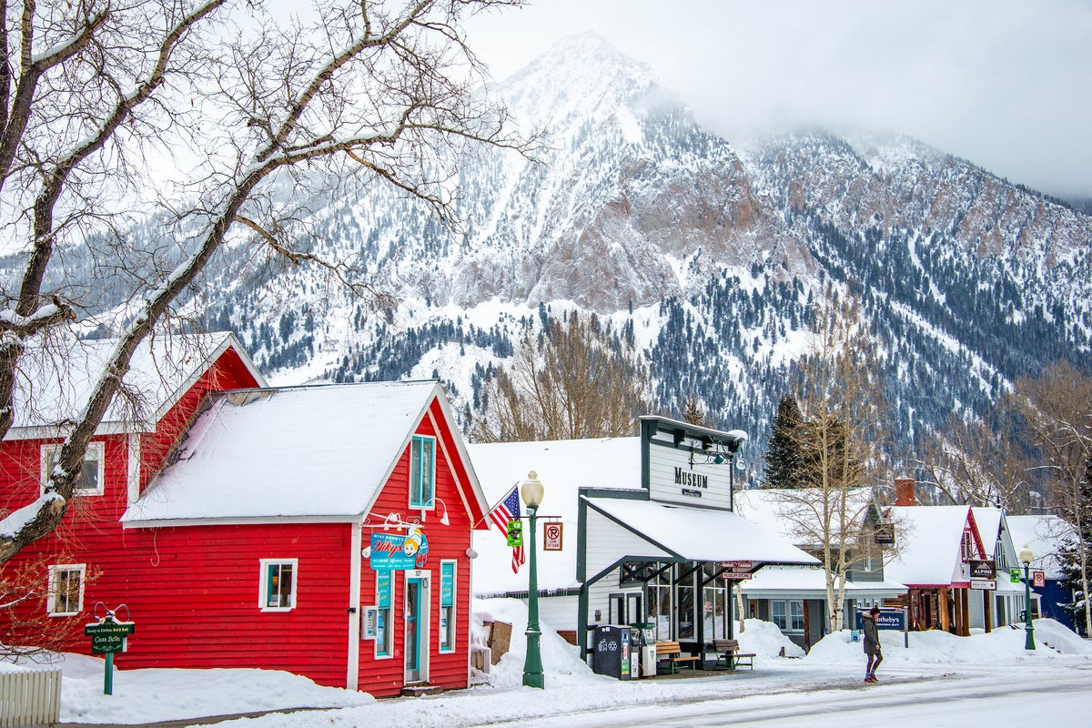 Town of Crested Butte covered in snow