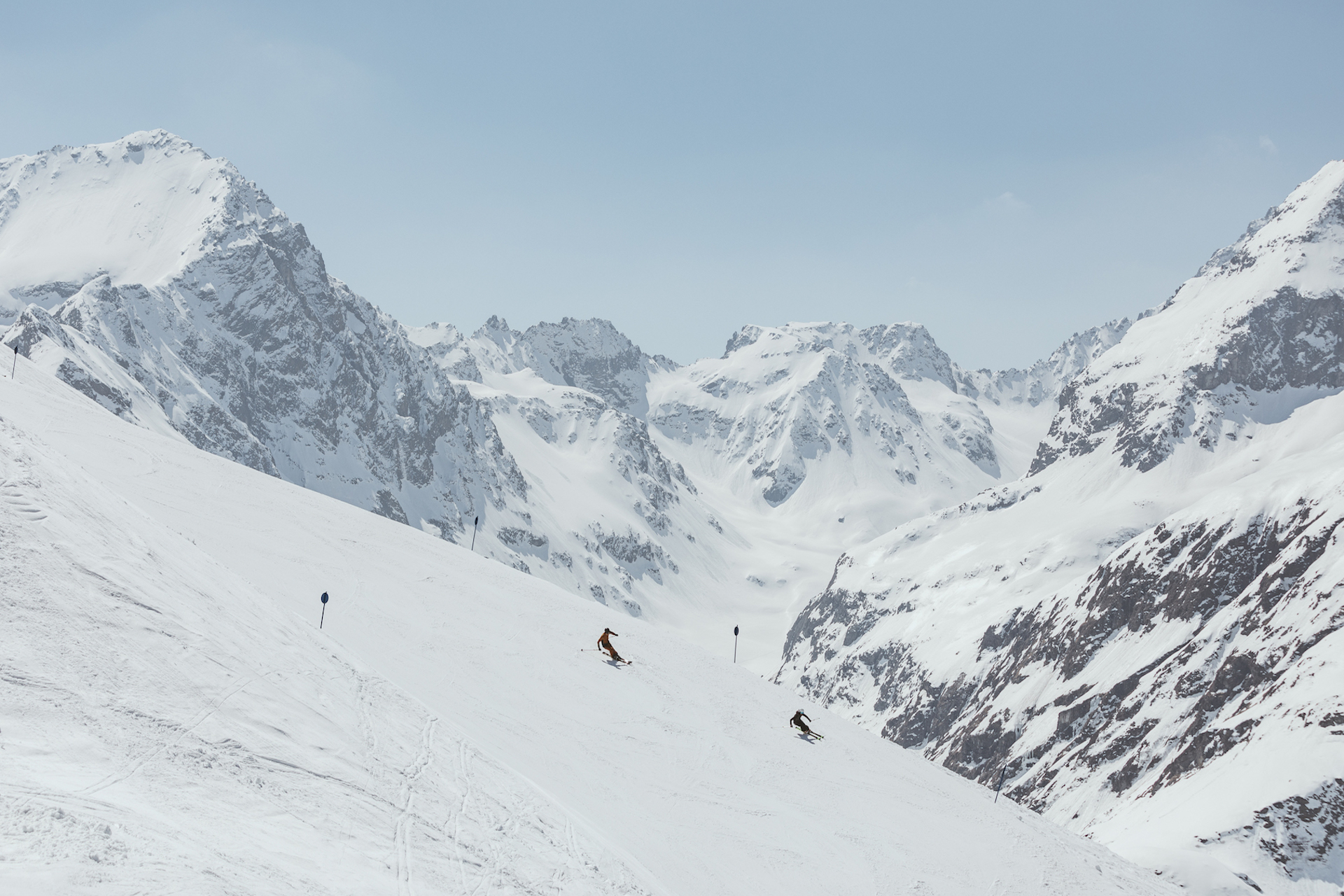 bluebird day of skiing at at the Arlberg in Austria