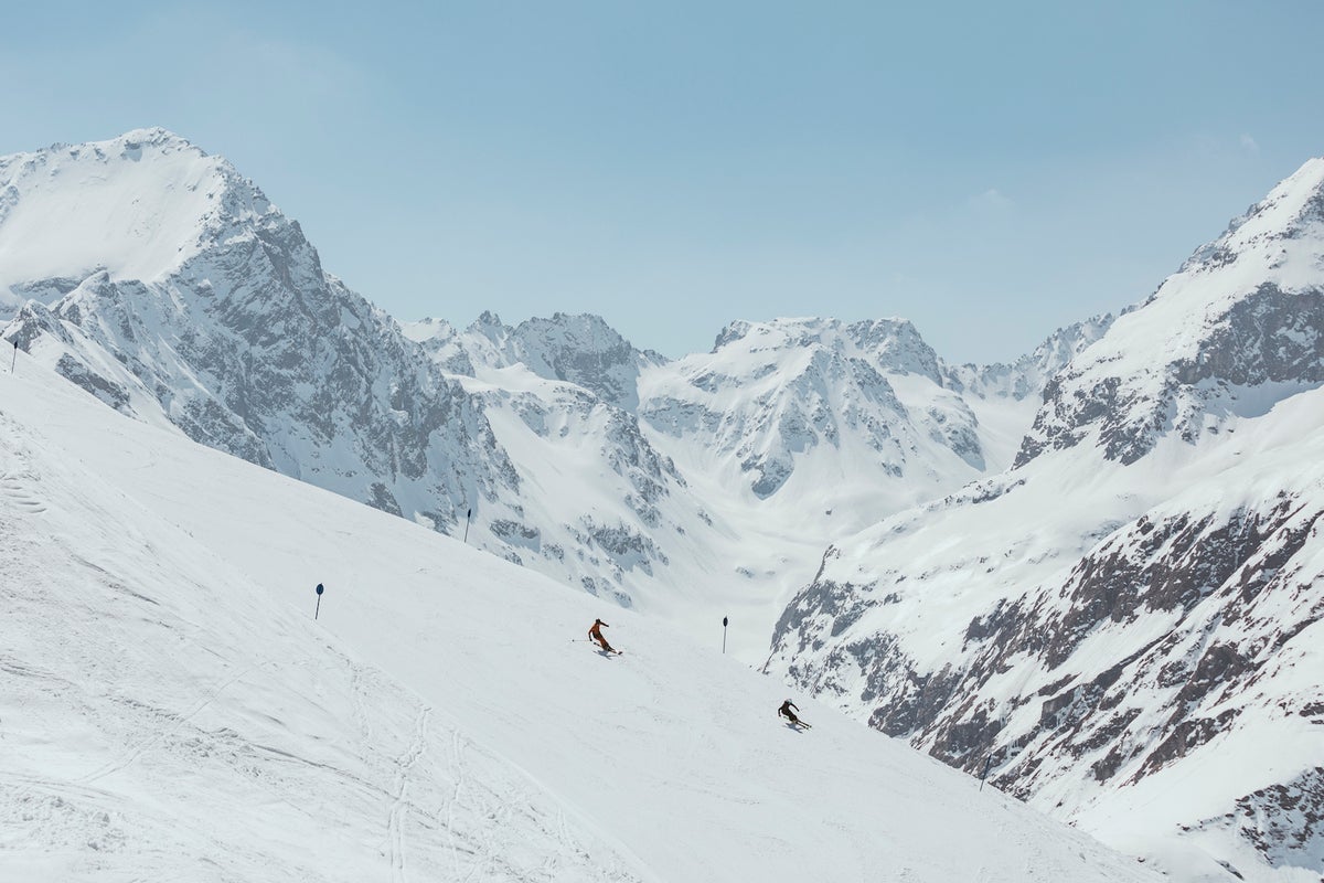 bluebird day of skiing at at the Arlberg in Austria