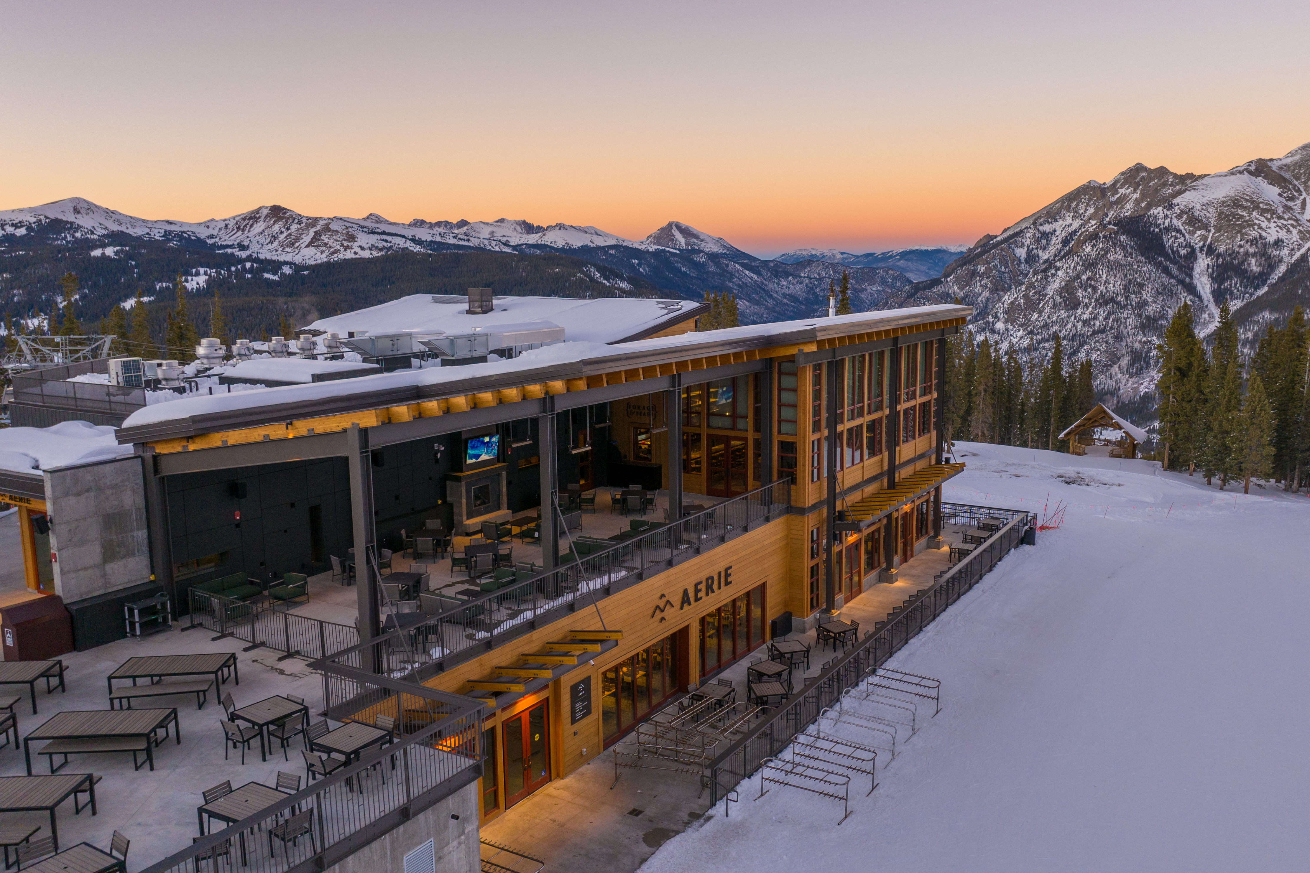 Aerie restaurant at sunset at Copper Mountain, Colorado