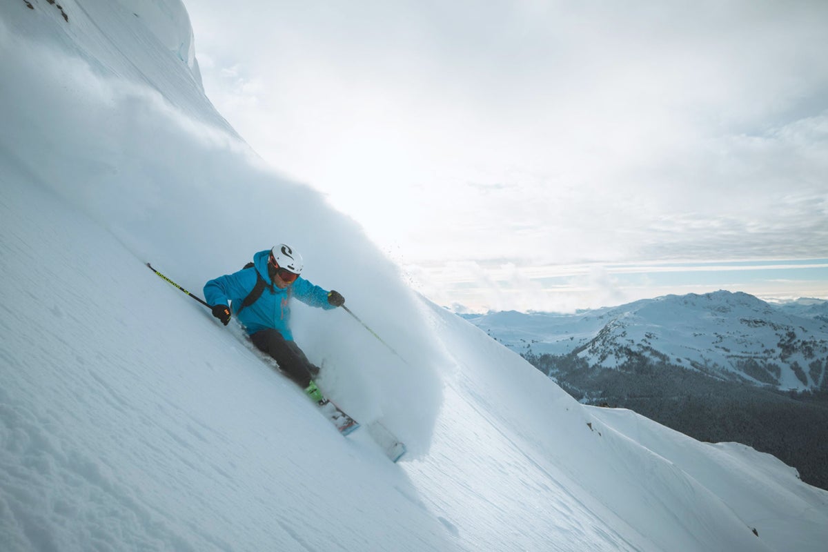 Skier Whistler Blackcomb steep.