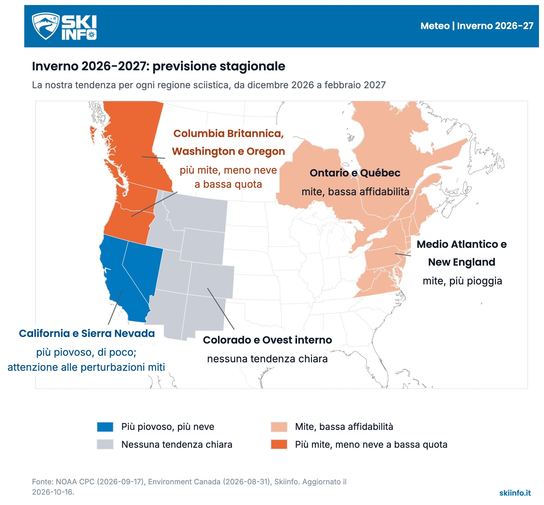 Mappa: Nord America, previsione per l'inverno 2026-27