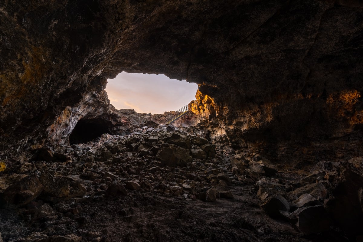 Opening of volcano at Craters of the Moon National Monument in Idaho