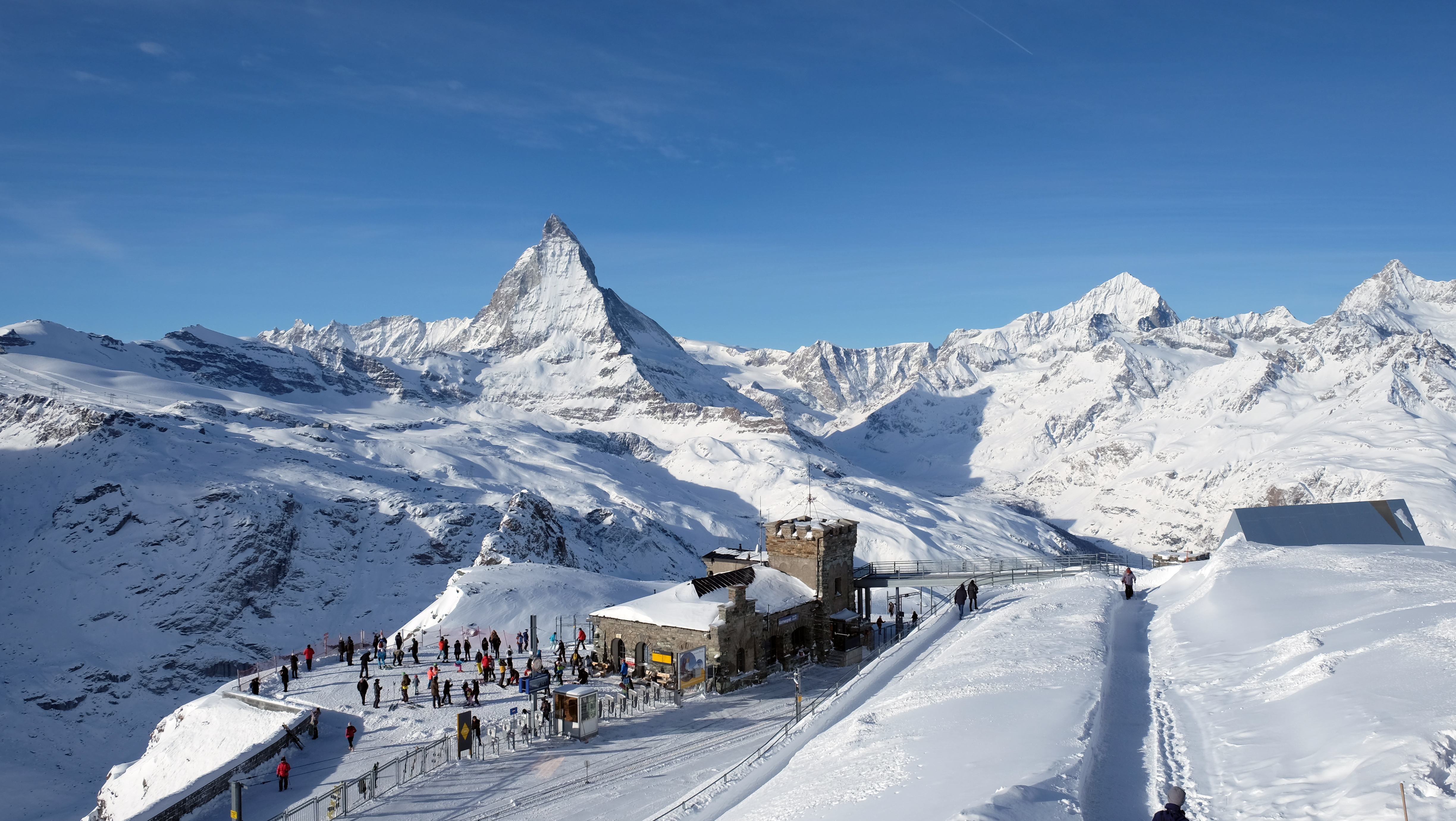Bluebird day in Zermatt, Switzerland with Matterhorn