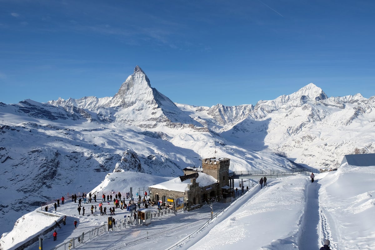 Bluebird day in Zermatt, Switzerland with Matterhorn