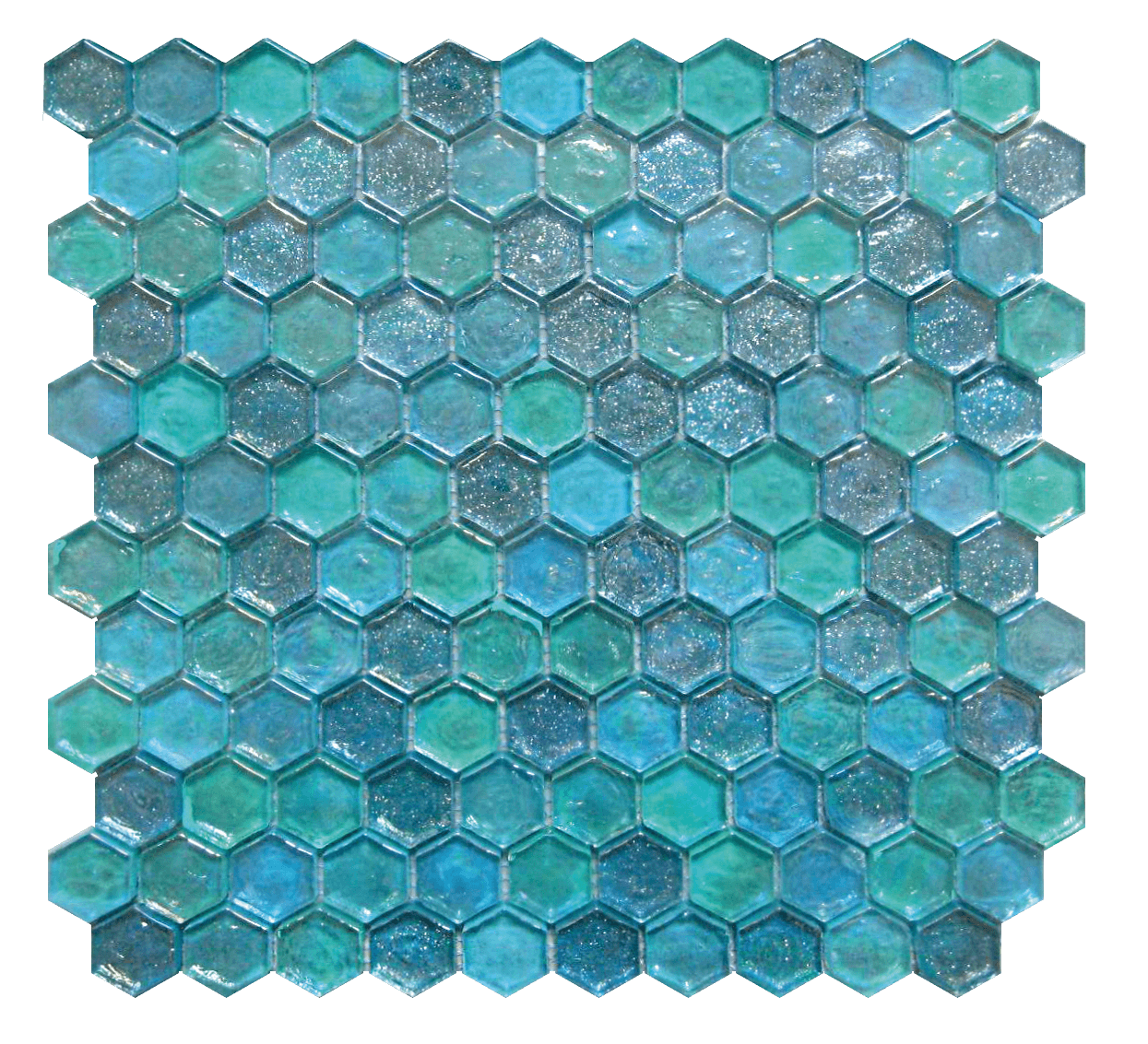 Mosaics - T-155627-MX-GRN-WT-MOS1HEX-GLS