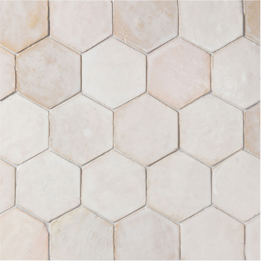 zel nouveau hexagon desert white gloss