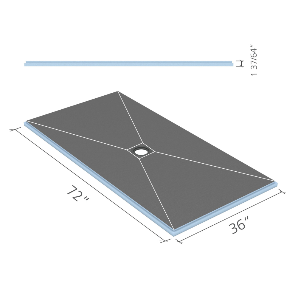 3FTX6FT Fundo Shower Pan Primo Click Seal