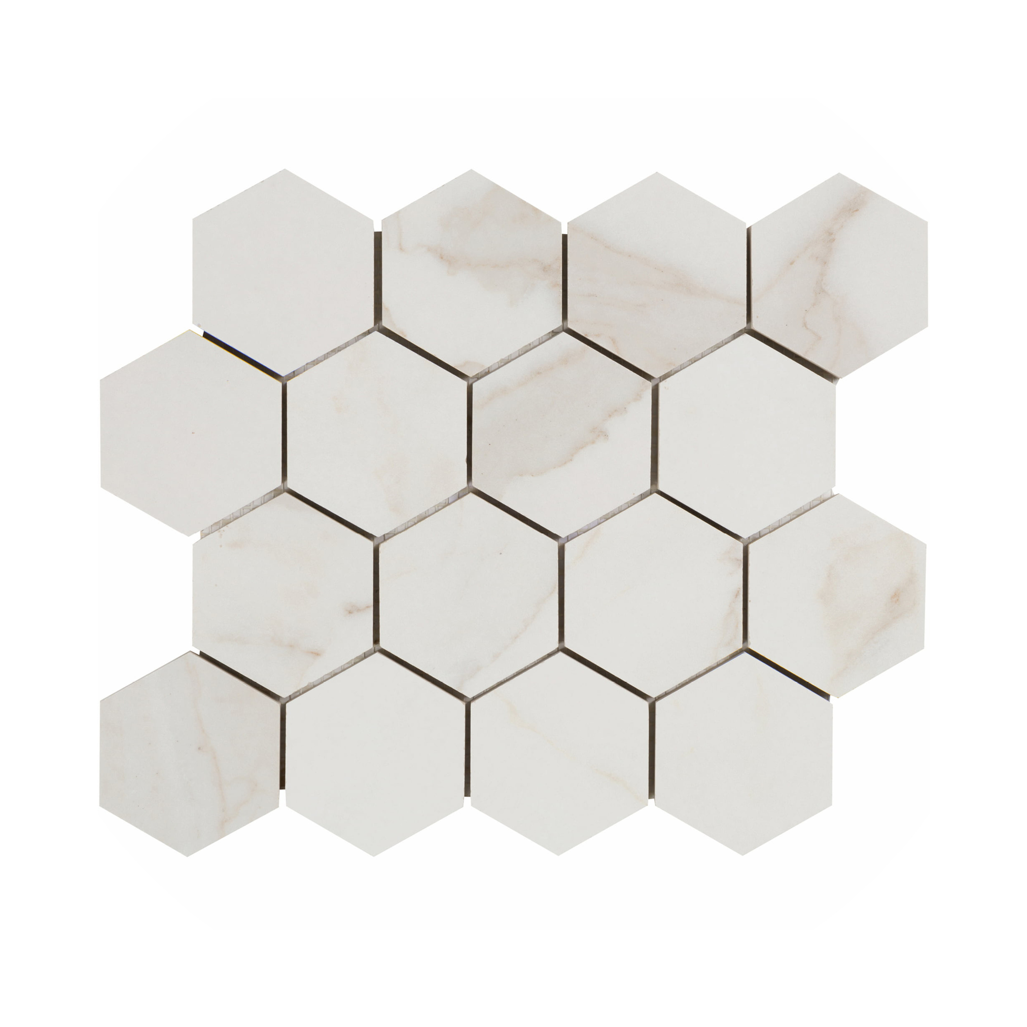 Calacatta Porcelain - T-6000-CALAP-W-FT-MOS3HEX-M
