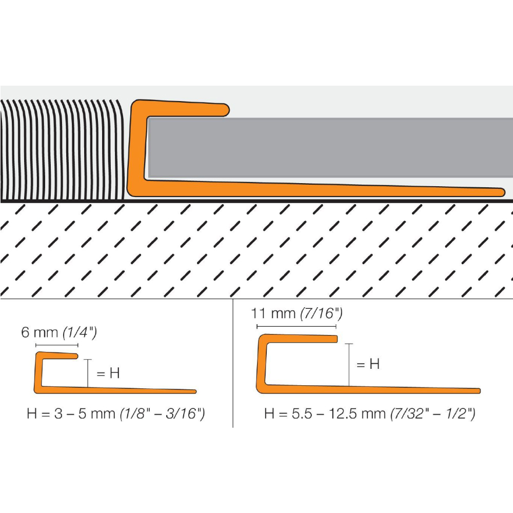 Vinpro-S Edge Trim 1/4IN Alum Brushed Chrome