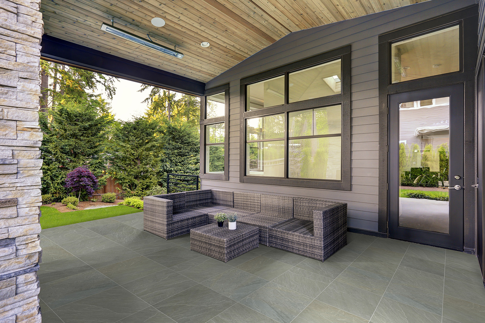 Cleft Porcelain Pavers Bluestone Full Color 24x24