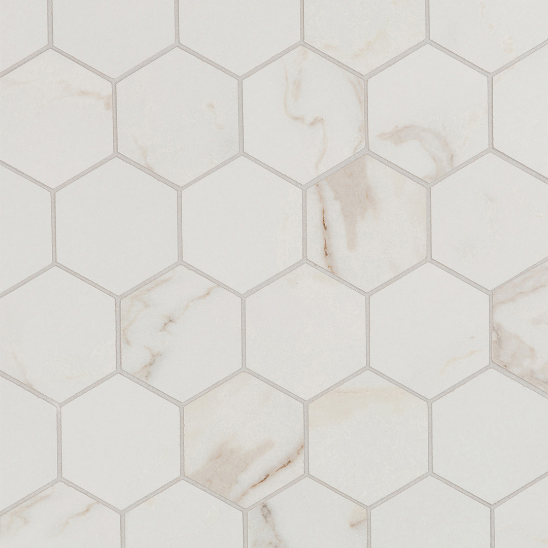 Calacatta Porcelain - T-6000-CALAP-W-FT-MOS3HEX-M