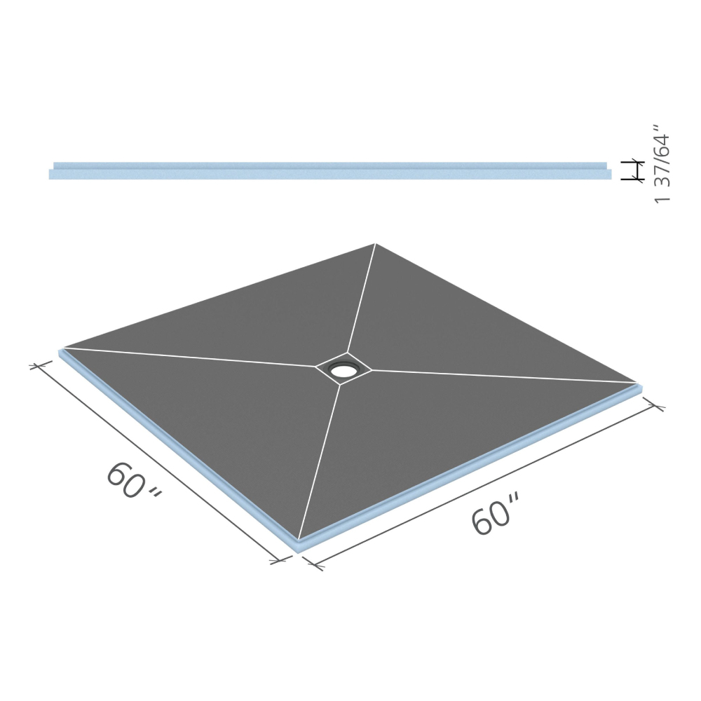 Product image for 5FTX5FT Fundo Shower Pan Primo Click Seal