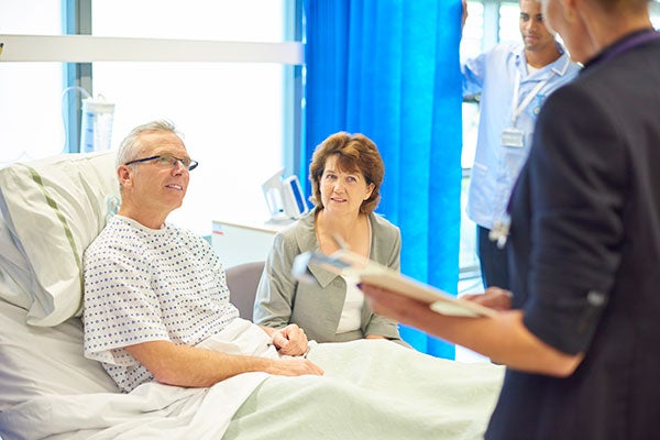 Going over discharge instructions.