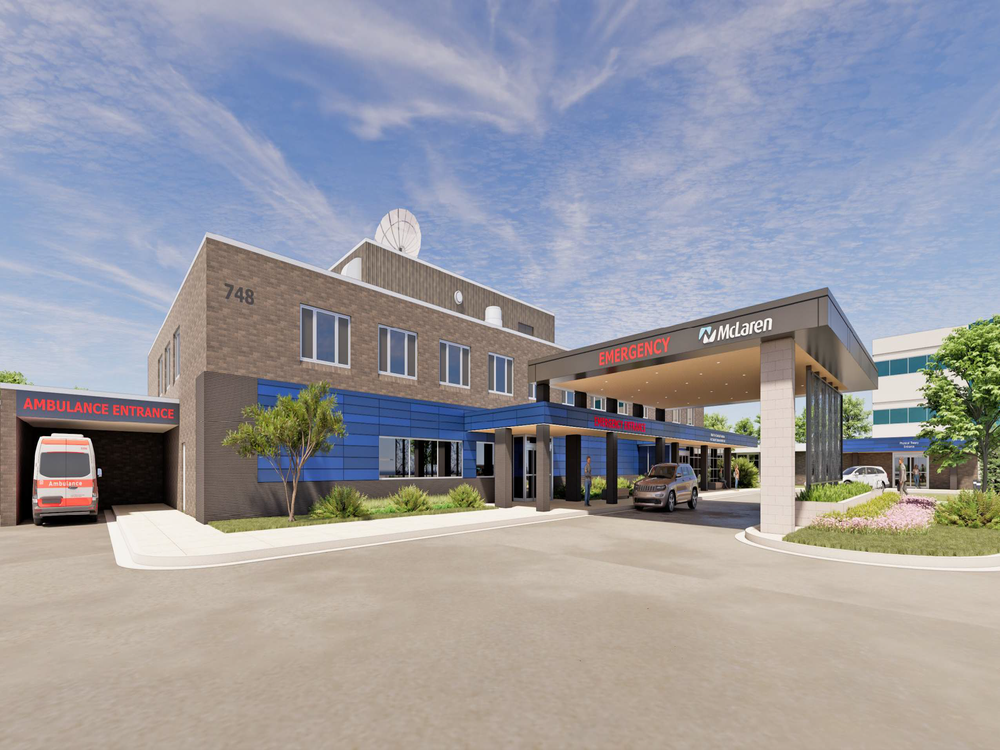 Rendering of the McLaren Northern Michigan - Cheboygan Campus emergency department expansion