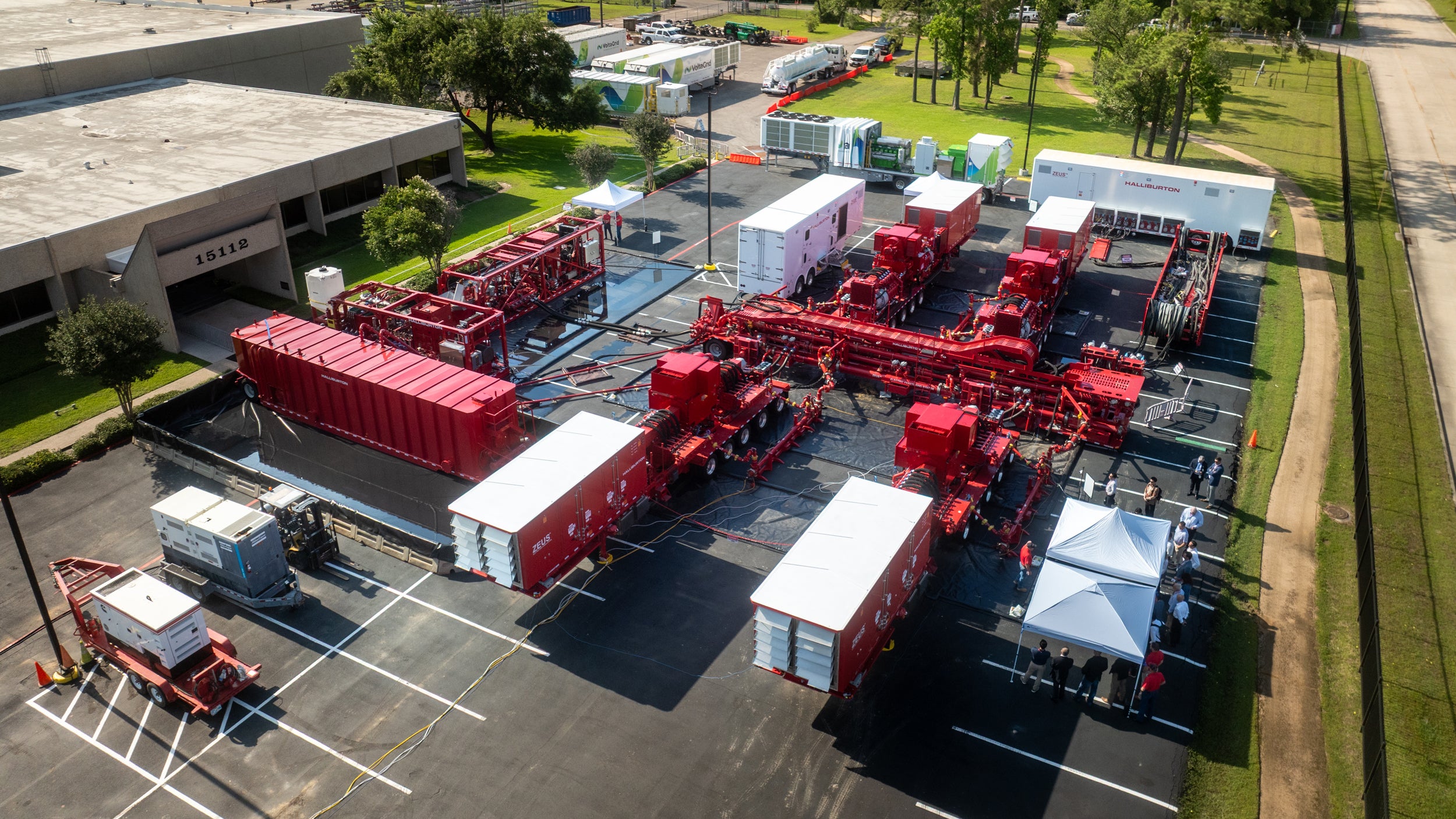 A drone shot of the Halliburton Frac Technology Showcase.