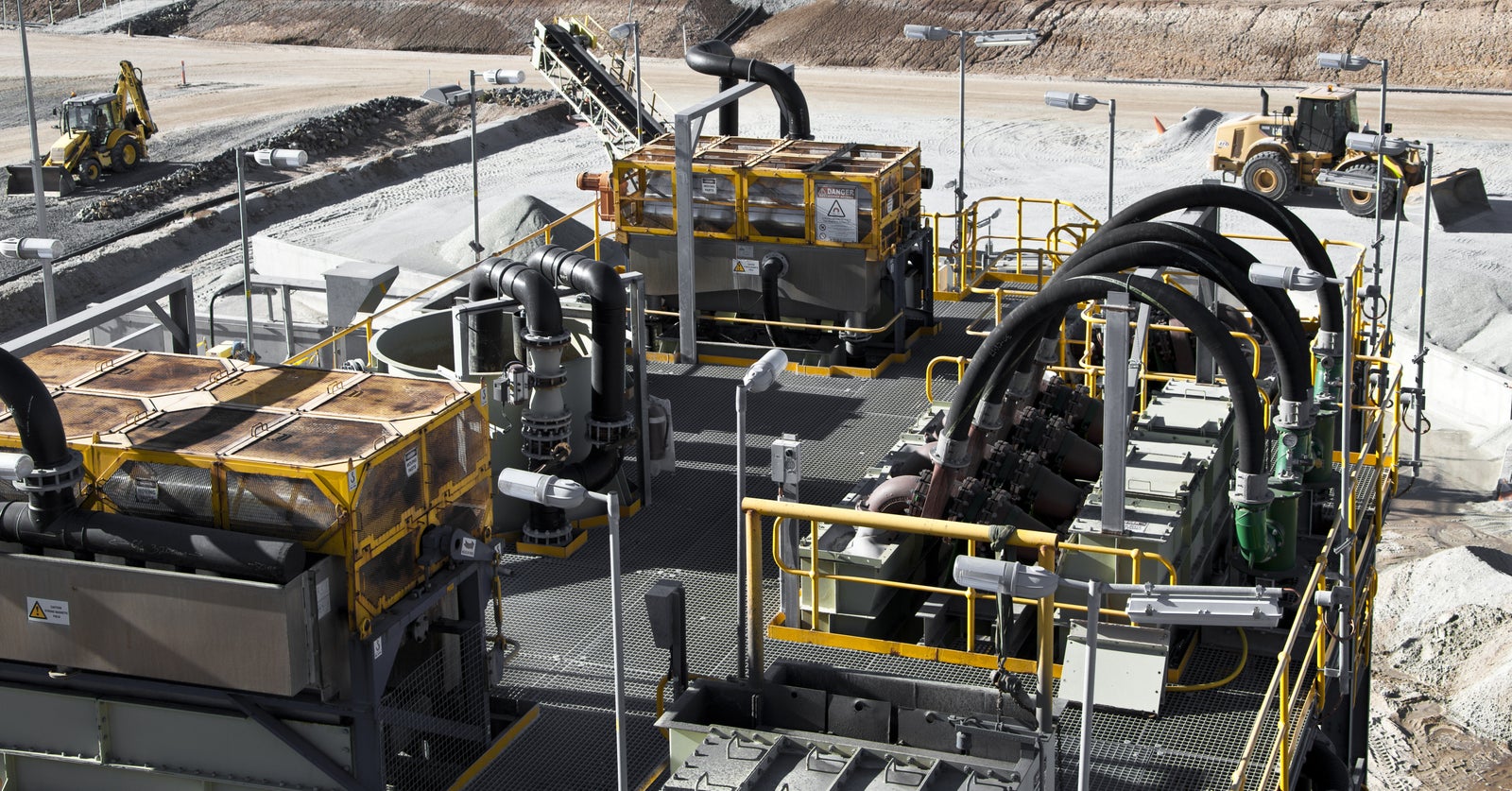 Lithium extraction site in Smackover, AK, showing equipment and infrastructure used in the mining process.