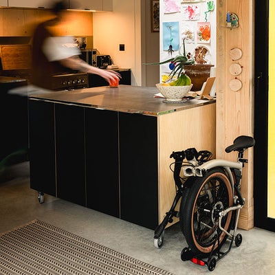 Folded bike in a home