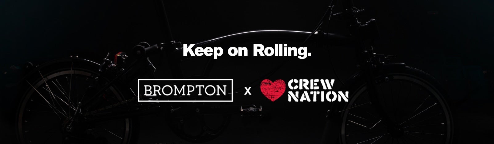 A black graphic image of Brompton x Crew Nation