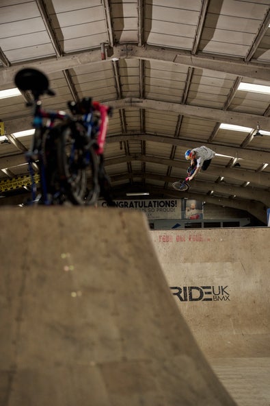 Kieran Reilly doing a flip on a brompton bike