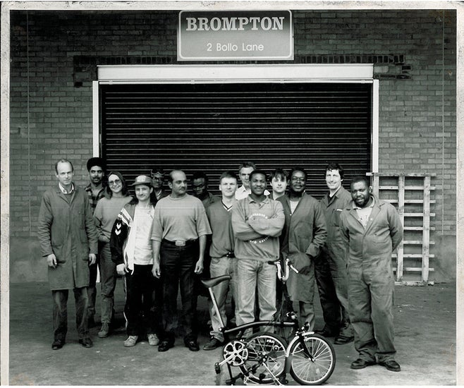 Andrew Ritchie and his team stood outside the first Brompton Factory