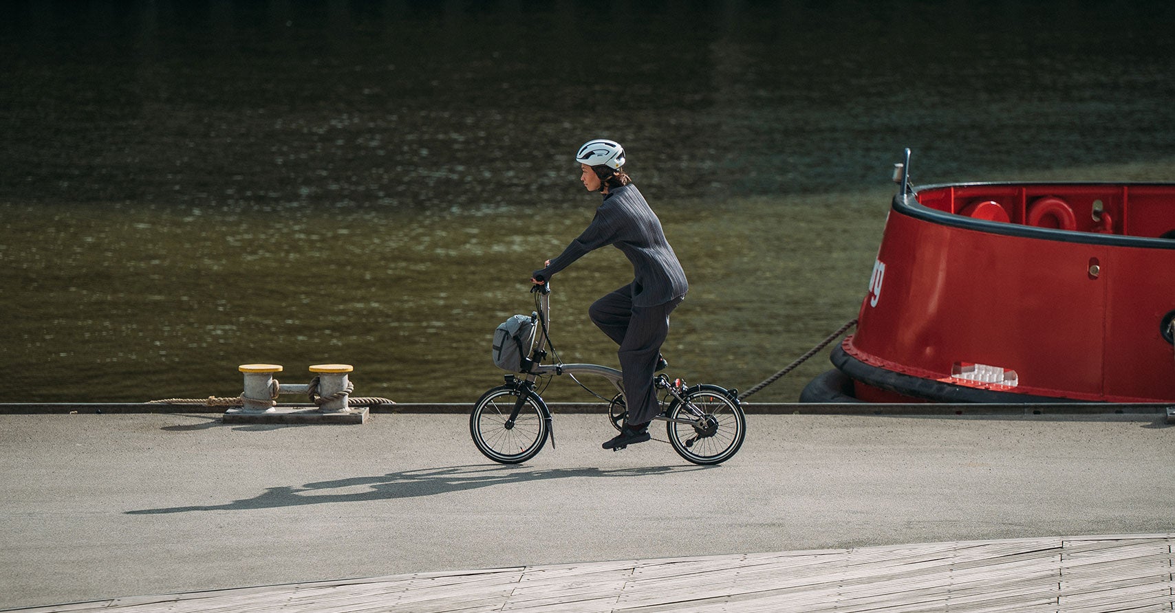 Woman rides Electric T Line