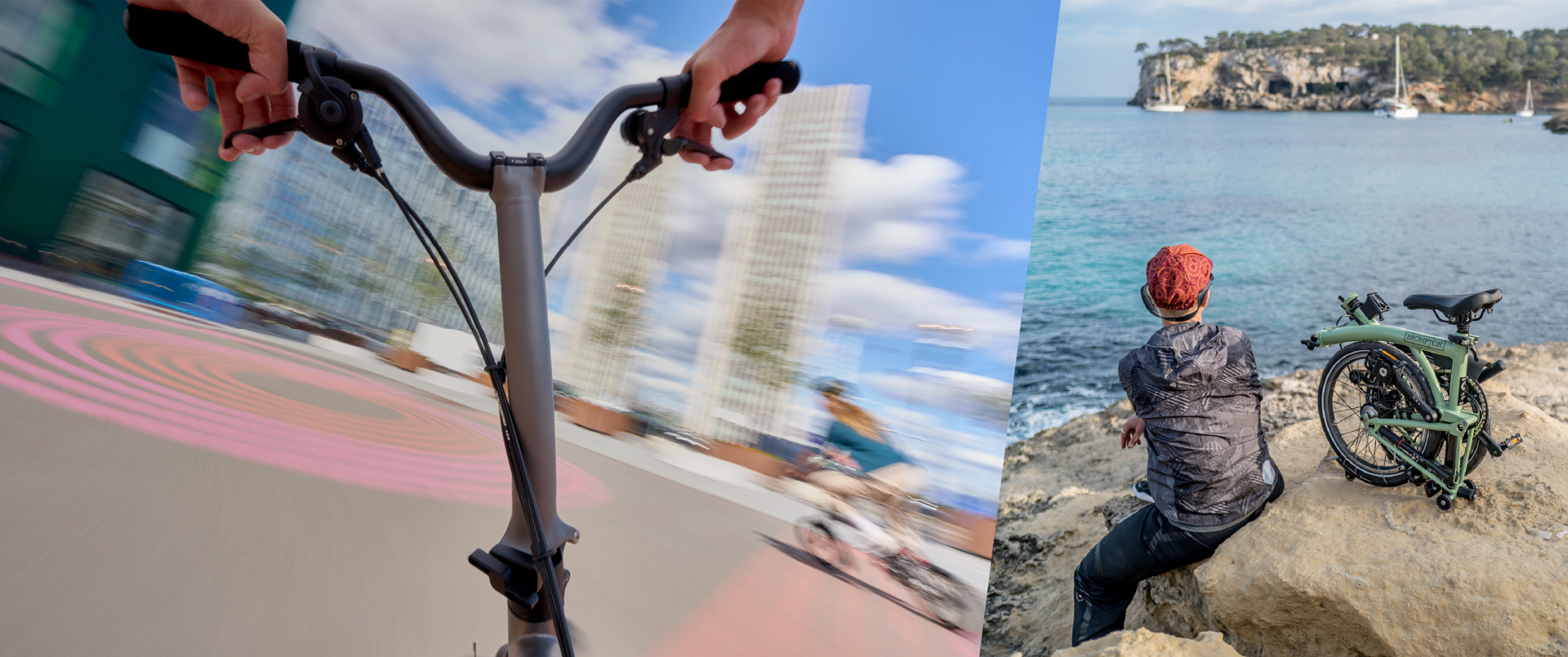 2 different scenes on brompton bikes