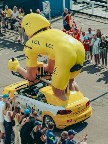 Tour de France car with spectators
