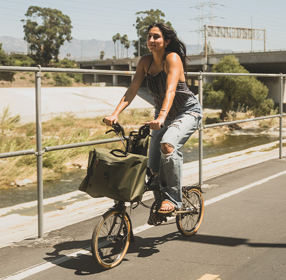 Diandra Marizet Esparza on her Brompton x Bear Grylls folding bike