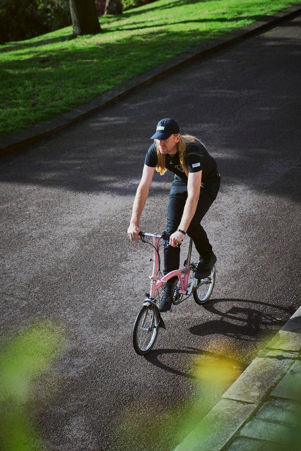 Graeme Raeburn on his Brompton folding bike