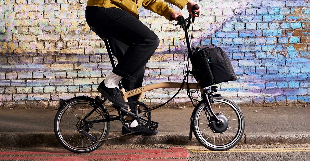 Man riding Brompton Electric bike