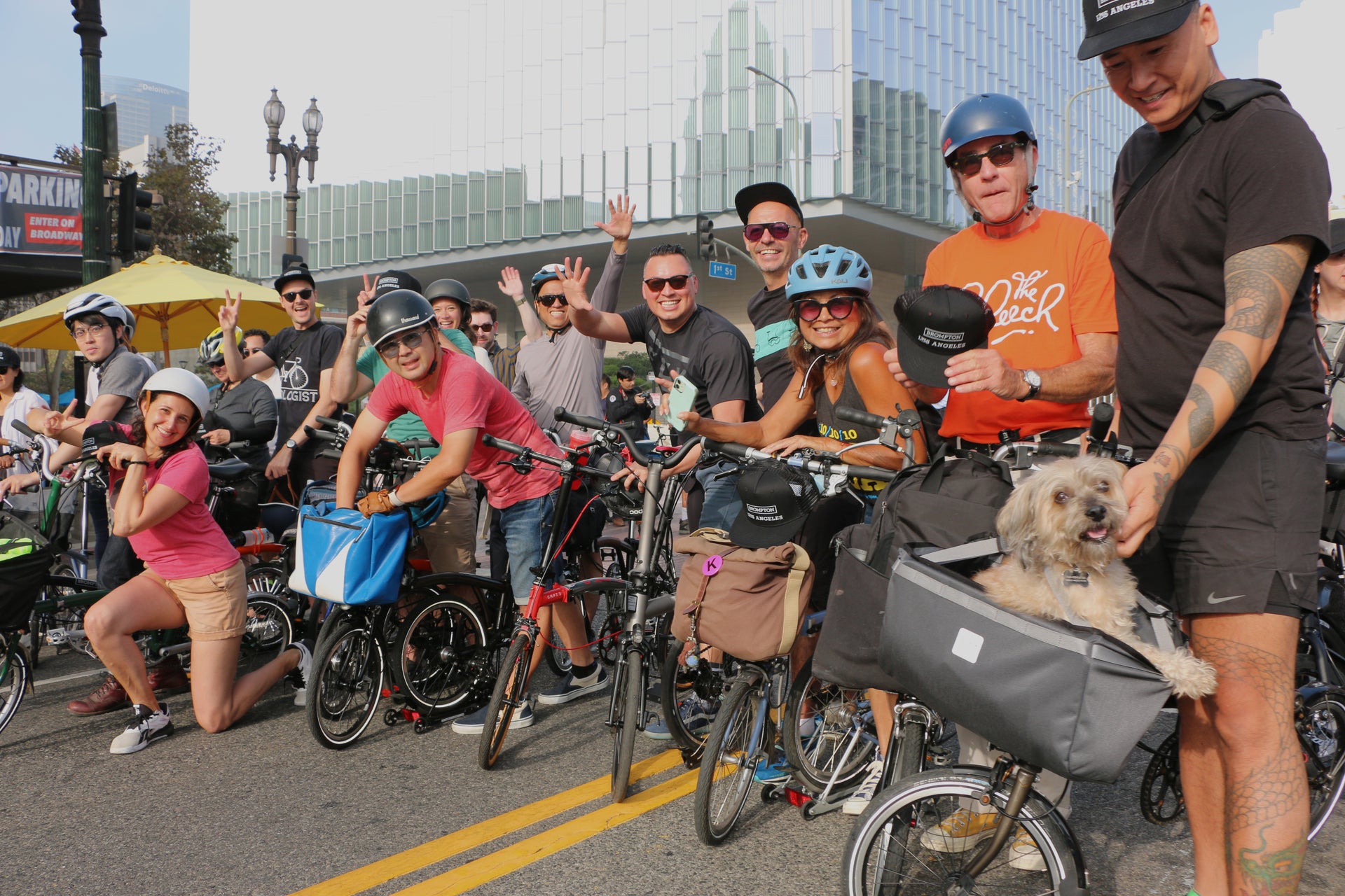 A group of happy cyclists at the CicLAvia race