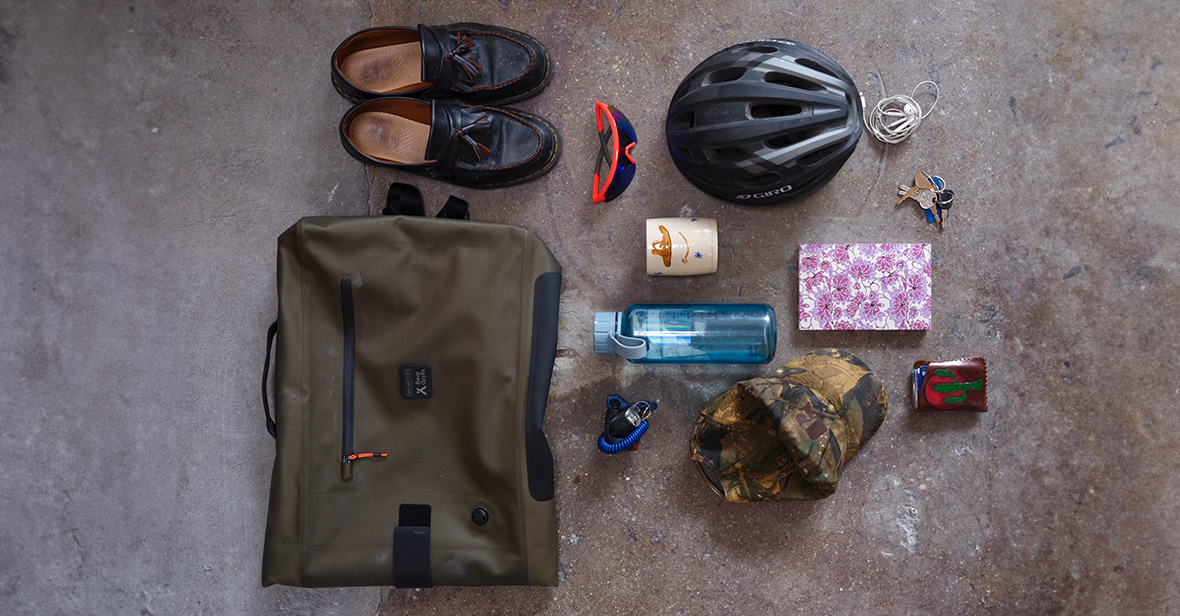 Danny Dooreck's weekend adventure supplies with the Brompton x Bear Grylls bike