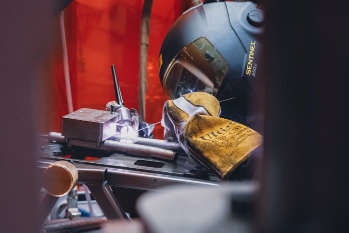 tig welding on a brompton bike