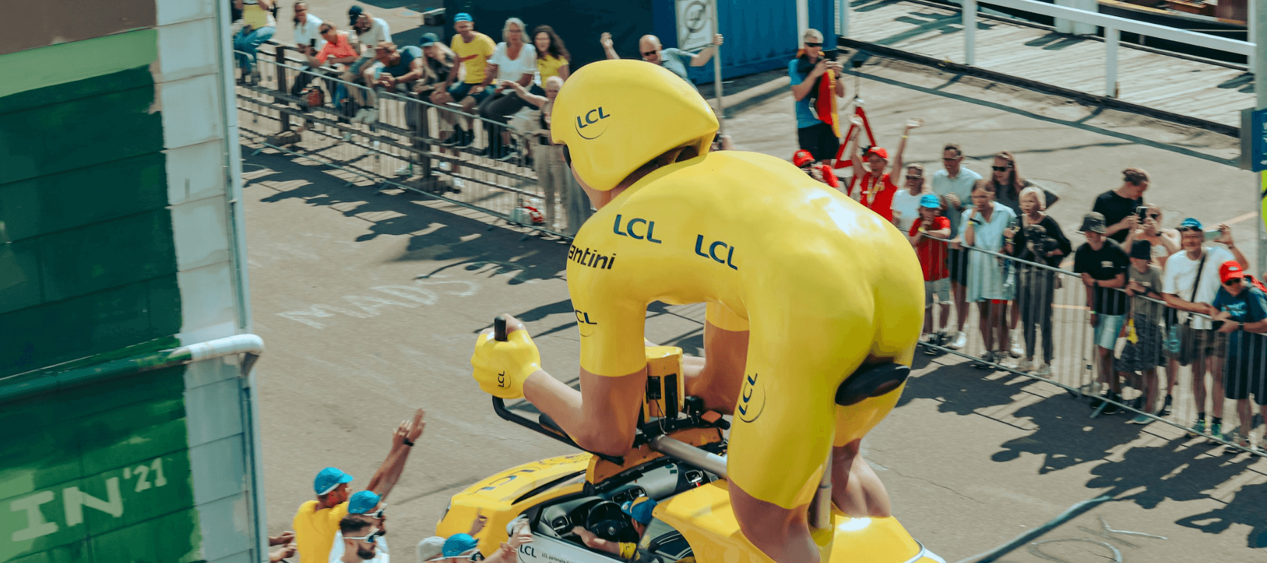 Tour de France car with spectators