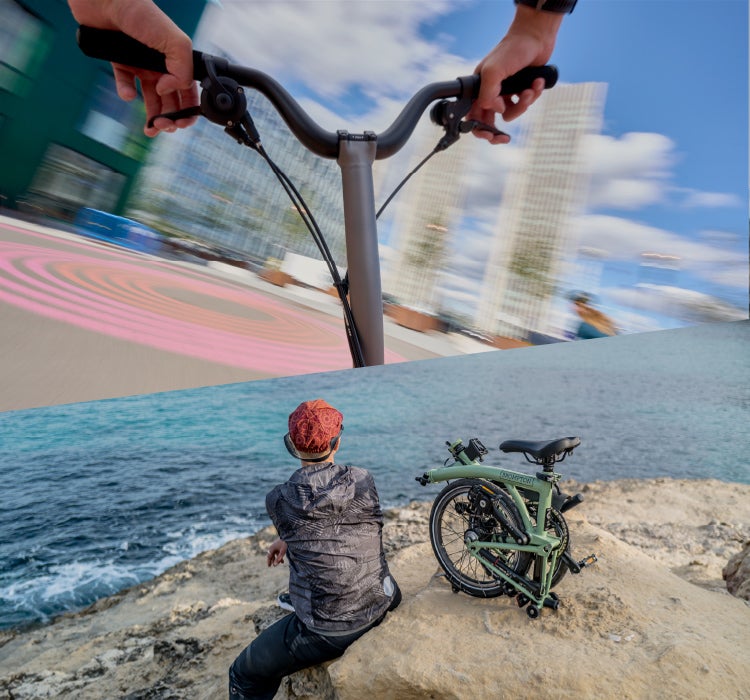 collage showing 2 different scenes of a brompton in action