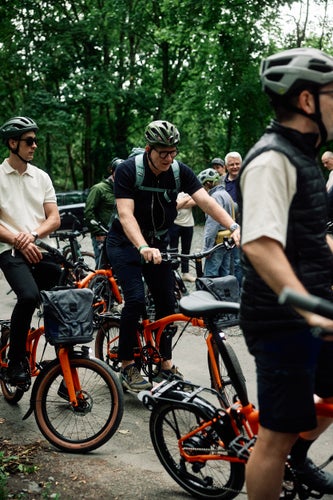 Group of people on Brompton G Line bikes