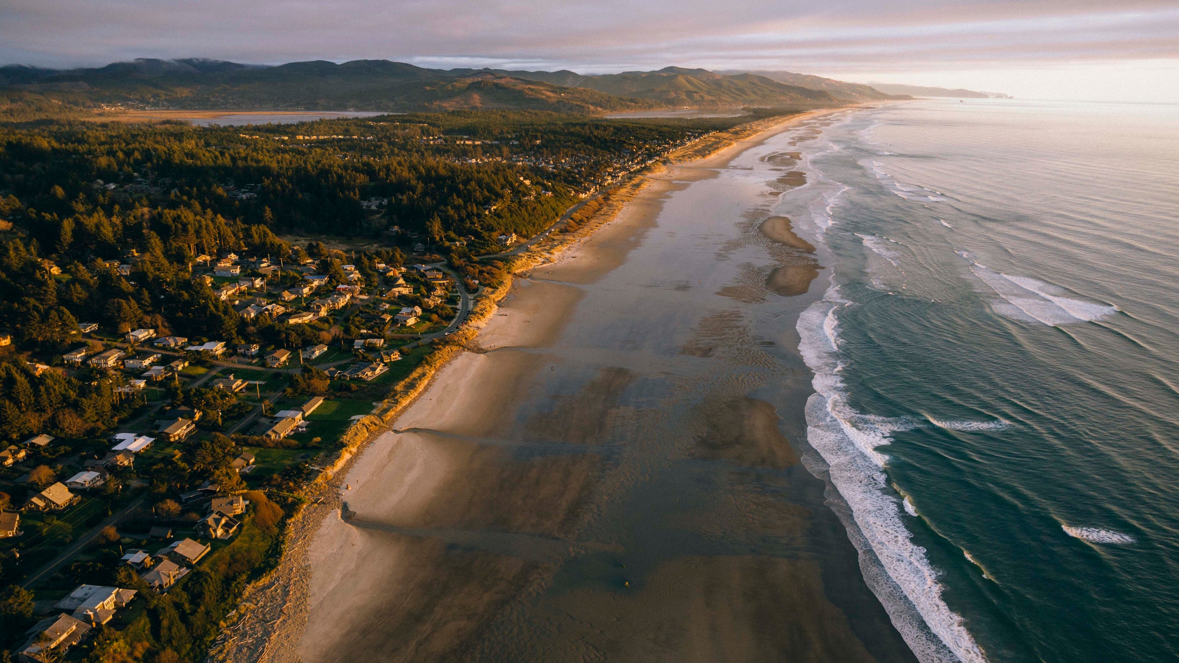 Aerial view of the Oregon coast.