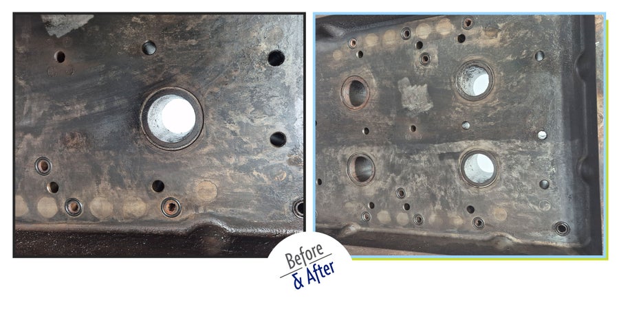 Molde de inyección de plástico comparado antes y después de acumular residuos de gas durante el proceso de moldeo