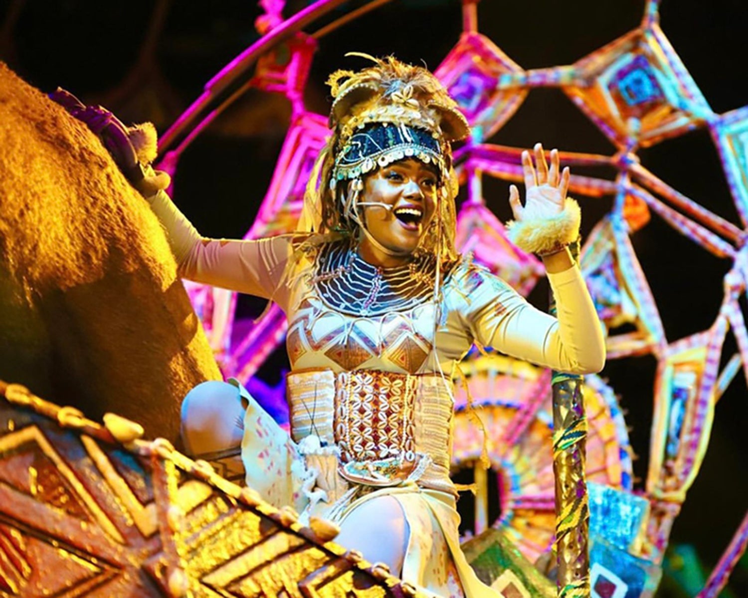 Disney Auditions performer in Costume on stage in a live production of the Lion King