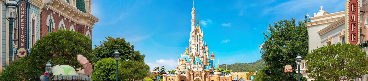 Cinderella's Castle at the Hong Kong Disneyland Resort, on a sunny day