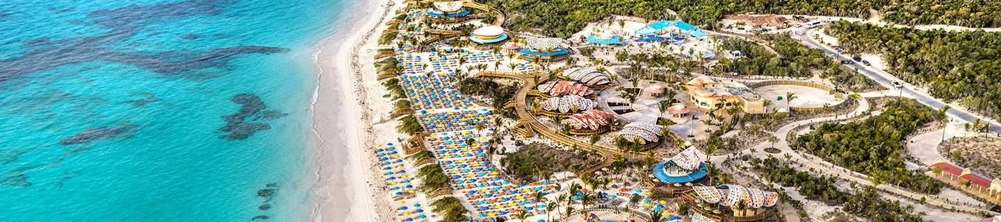 aerial view of a Disney Cruise Line island destination