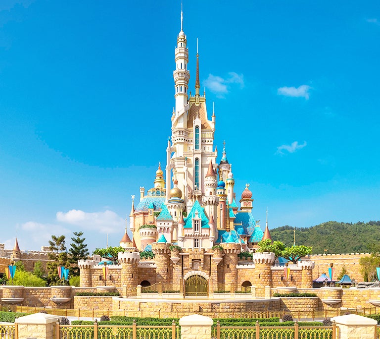 Cinderella's Castle at the Hong Kong Disneyland Resort, on a sunny day