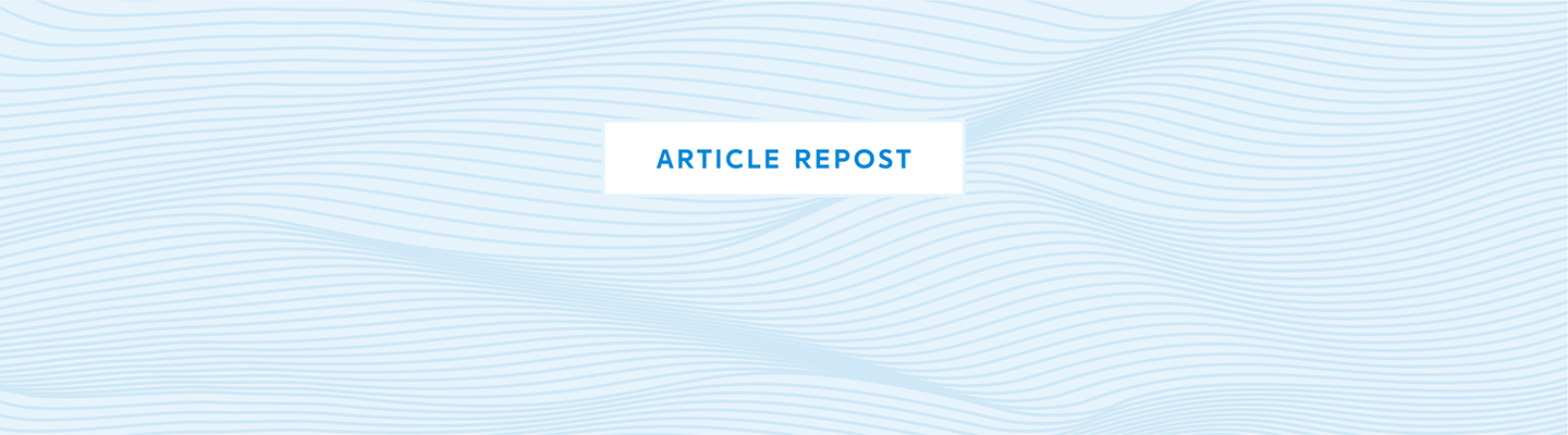 Blue background, reads "Article repost"