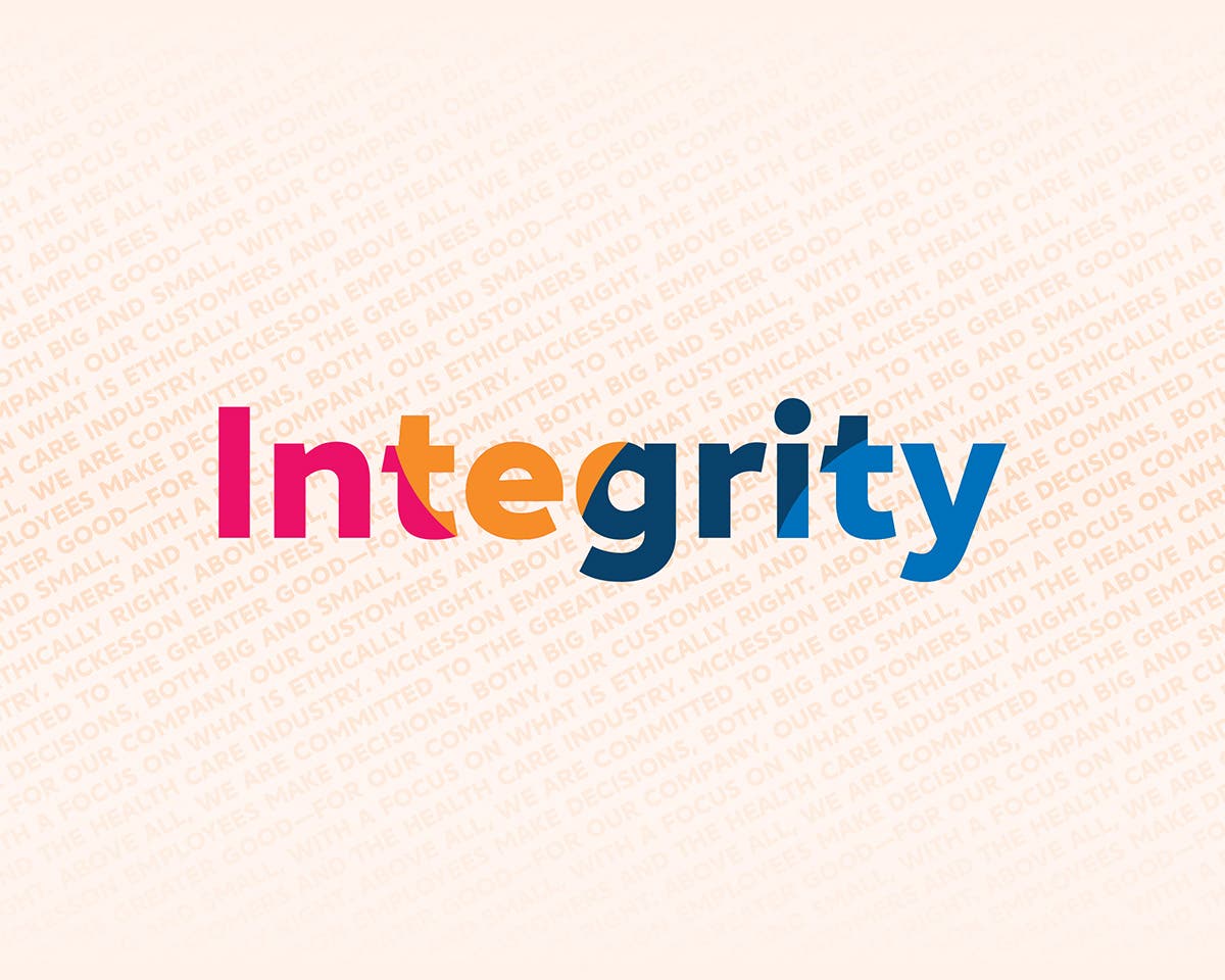 Branded graphic highlighting CoverMyMeds' value of Integrity